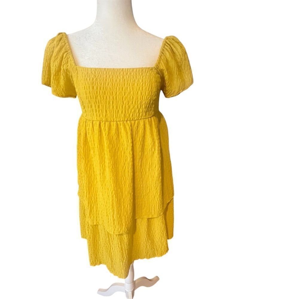 RTR NOW women's Mustard Gold Babydoll Dress size small in golden yellow - Picture 14 of 15